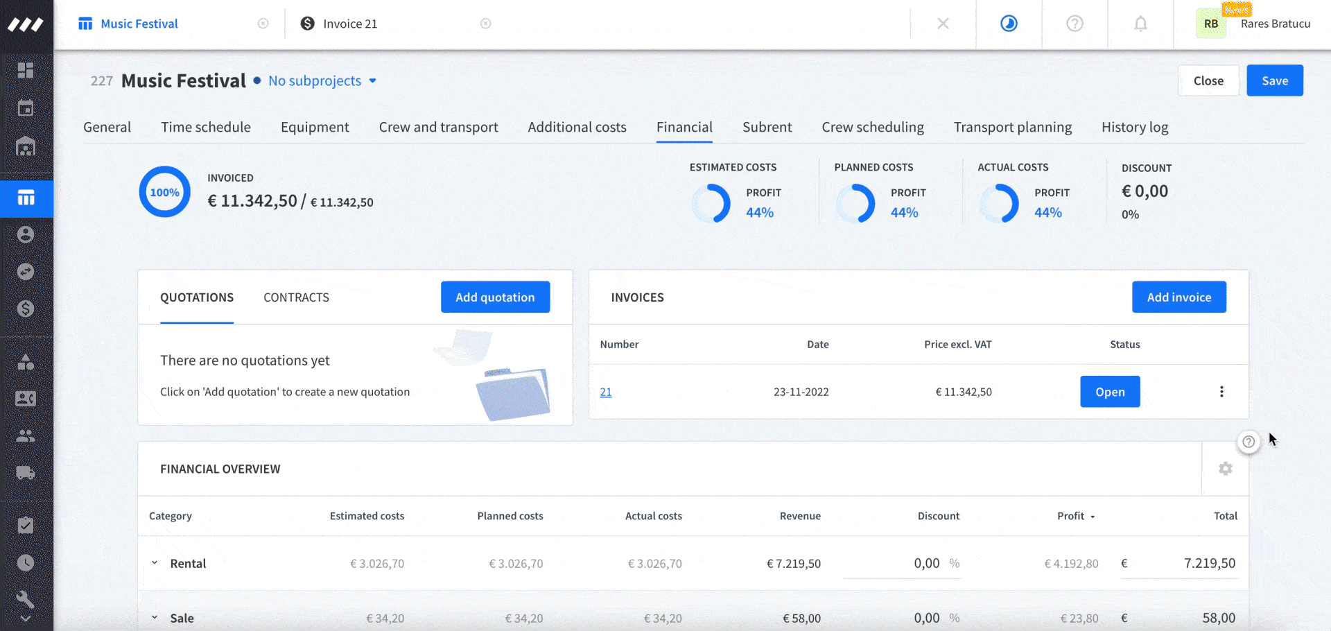 Registering payments in Rentman