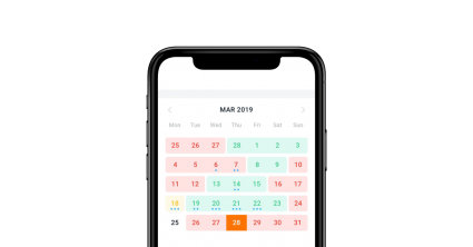 De kalenderweergave van de Rentman app